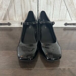 Marc Fisher Palie Mary Jane Black Patent Square Toe Block Heel Whimsigoth 8.5